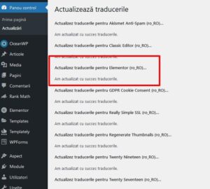 wordpress ro actualizari elementor